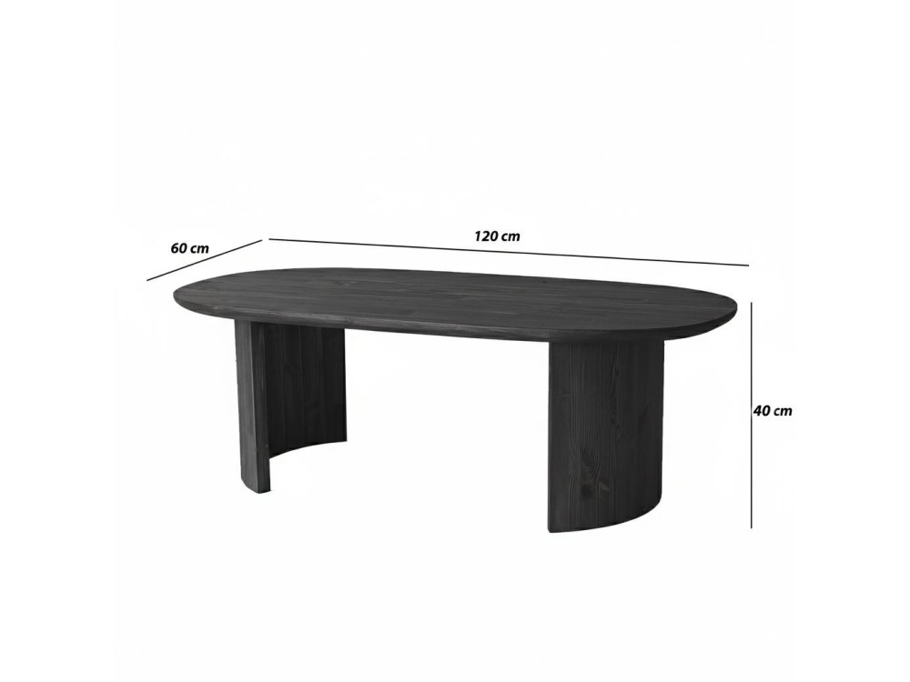 Table basse en bois "Hudson" - 120 x 60 x 40 cm - Gris anthracite