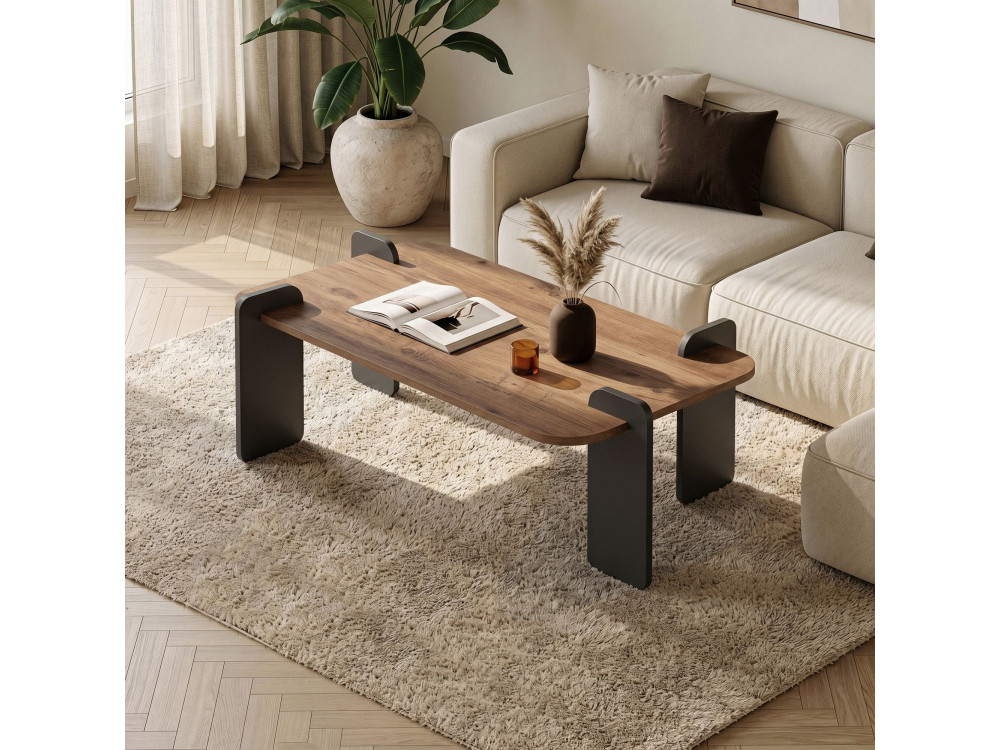 Table basse en bois "Renard" - 120 x 60 x 35 cm - Marron clair