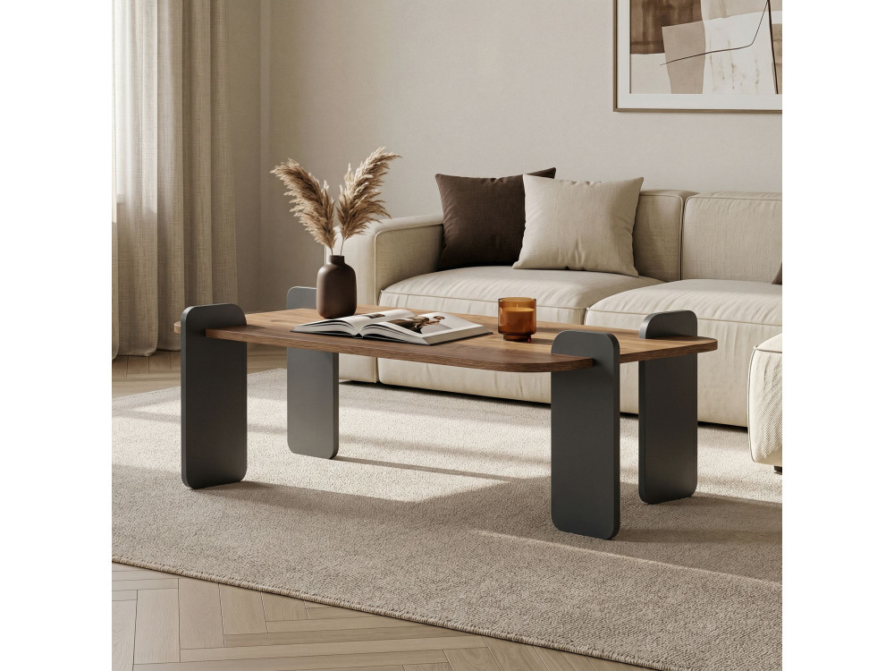 Table basse en bois "Renard" - 120 x 60 x 35 cm - Marron clair