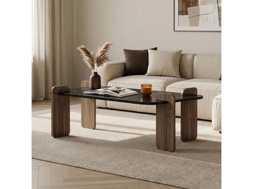 Table basse en bois "Renard" - 120 x 60 x 35 cm - Noir