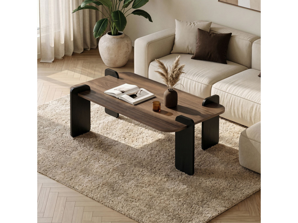 Table basse en bois "Renard" - 120 x 60 x 35 cm - Marron