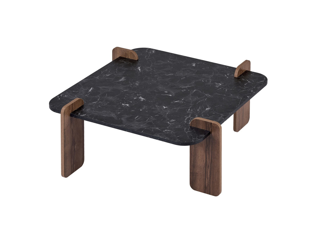 Table basse en bois "Marais" - 90 x 90 x 35 cm - Noir