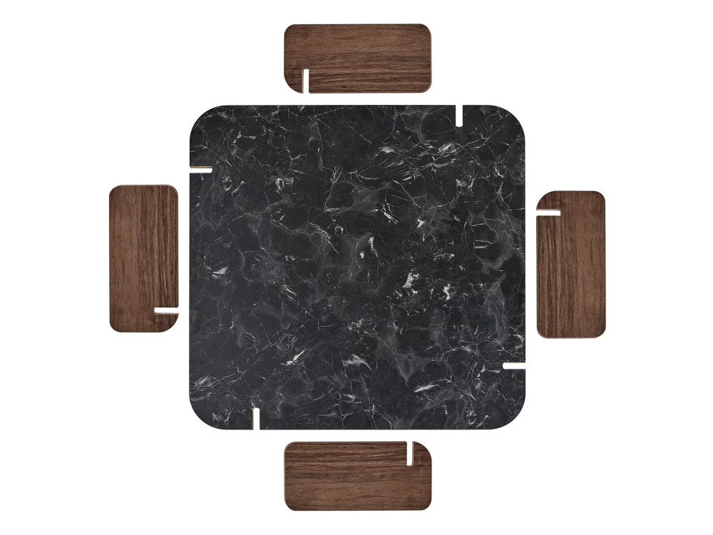 Table basse en bois "Marais" - 90 x 90 x 35 cm - Noir