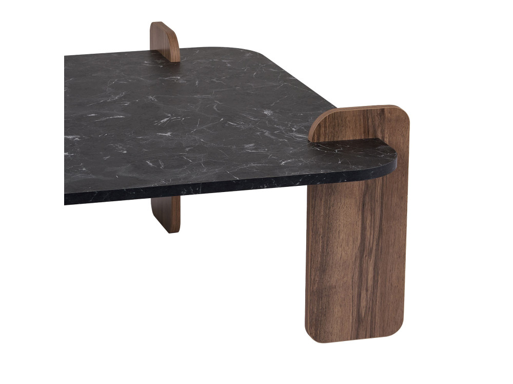Table basse en bois "Marais" - 90 x 90 x 35 cm - Noir