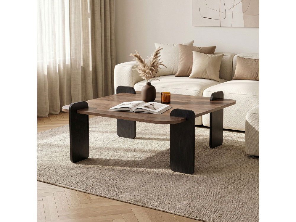 Table basse en bois "Marais" - 90 x 90 x 35 cm - Marron