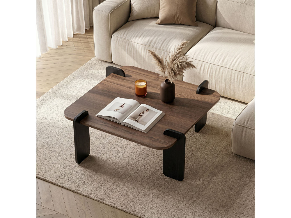 Table basse en bois "Marais" - 90 x 90 x 35 cm - Marron