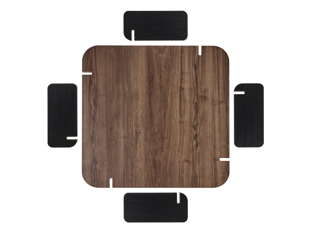 Table basse en bois "Marais" - 90 x 90 x 35 cm - Marron