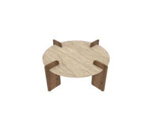 Table basse en bois "Avoure" - 90 x 90 x 35 cm - Travertin