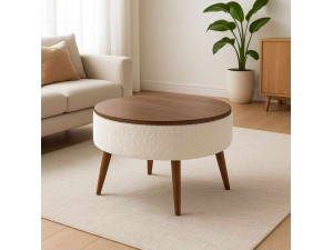 Table basse "Noya Round" - 60 x 60 x 44 cm - Blanc