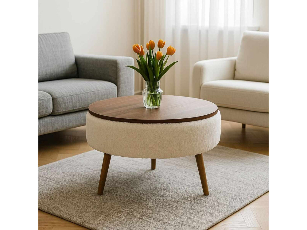 Table basse "Noya Round" - 60 x 60 x 44 cm - Blanc