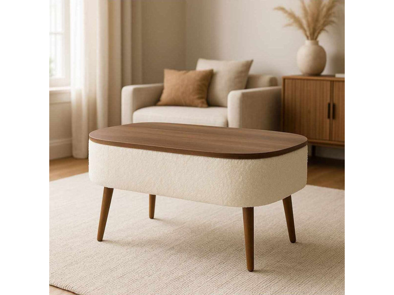 Table basse en bois "Noya" - 90 x 60 x 43 cm - Blanc