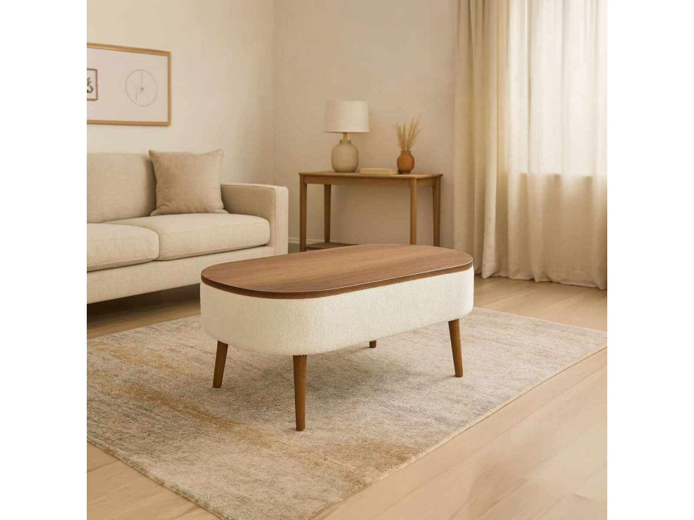 Table basse en bois "Noya" - 90 x 60 x 43 cm - Blanc