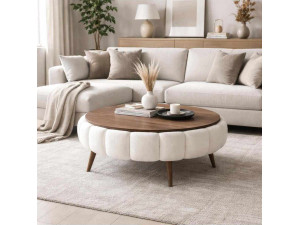 Table basse en bois "Yuvarlak" - 100 x 100 x 44 cm - Blanc
