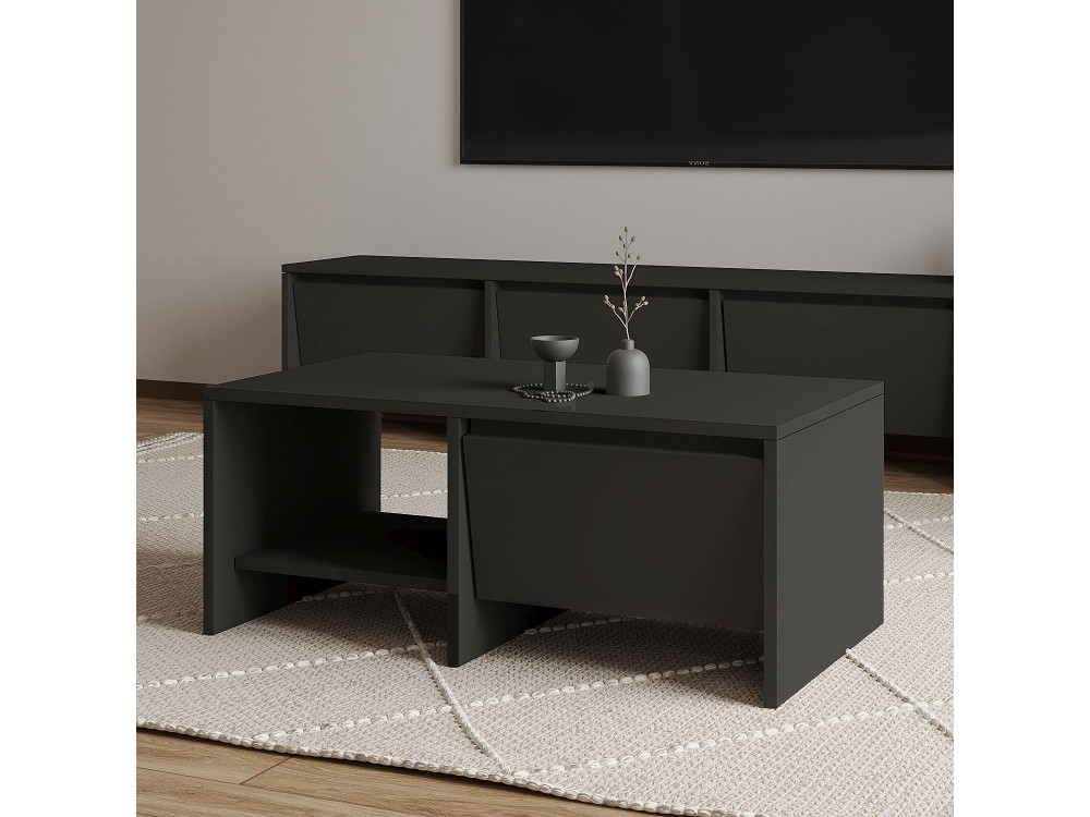 Table basse en bois "Laris" - 90 x 45 x 35 cm - Gris anthracite