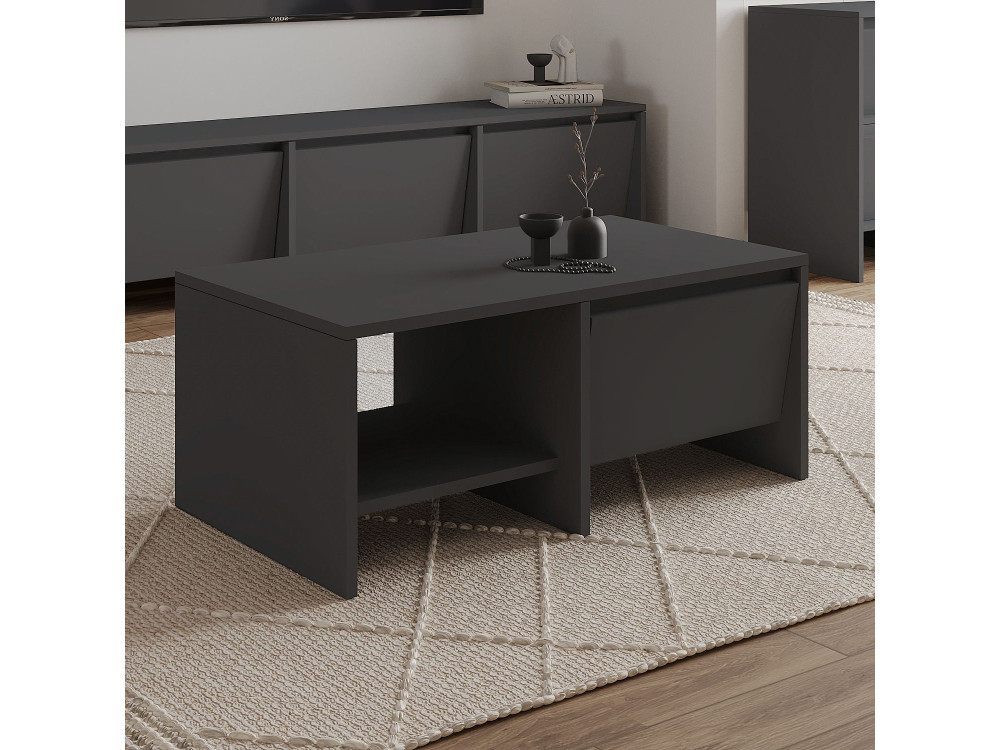 Table basse en bois "Laris" - 90 x 45 x 35 cm - Gris anthracite