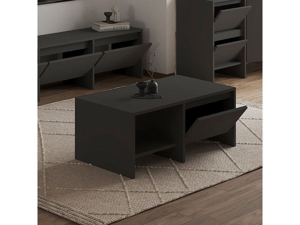 Table basse en bois "Laris" - 90 x 45 x 35 cm - Gris anthracite