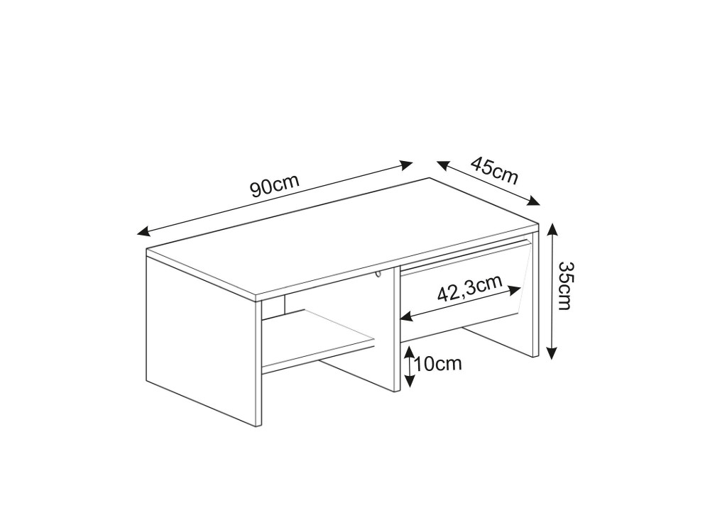 Table basse en bois "Laris" - 90 x 45 x 35 cm - Gris anthracite