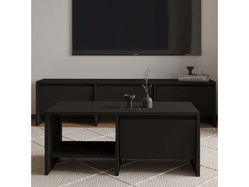 Table basse en bois "Laris" - 90 x 45 x 35 cm - Noir