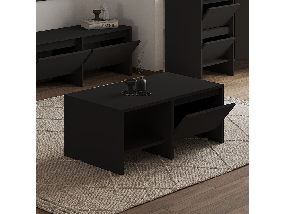 Table basse en bois "Laris" - 90 x 45 x 35 cm - Noir