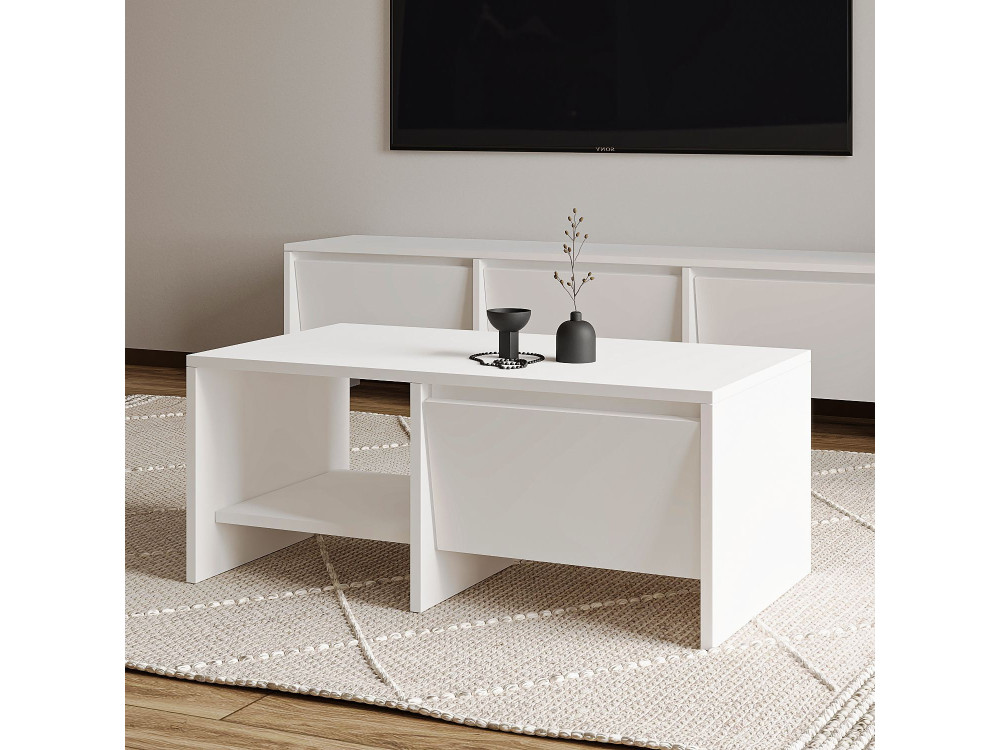 Table basse en bois "Laris" - 90 x 45 x 35 cm - Blanc