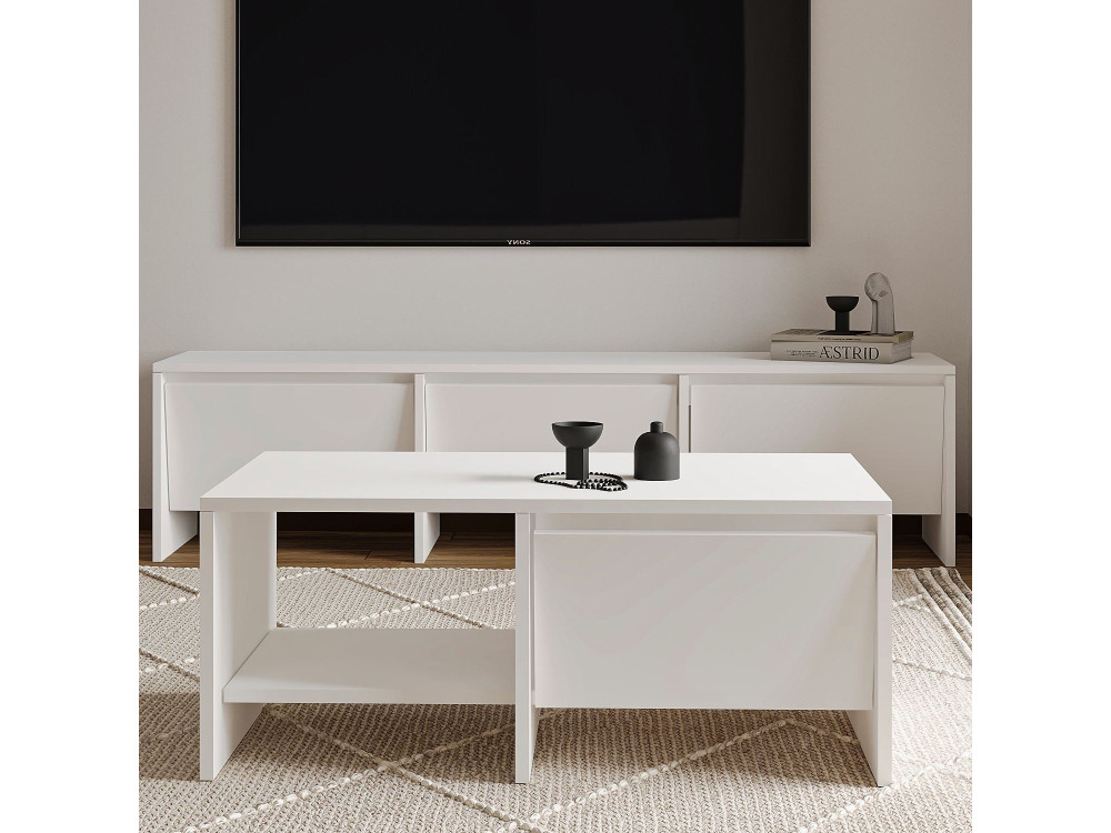 Table basse en bois "Laris" - 90 x 45 x 35 cm - Blanc