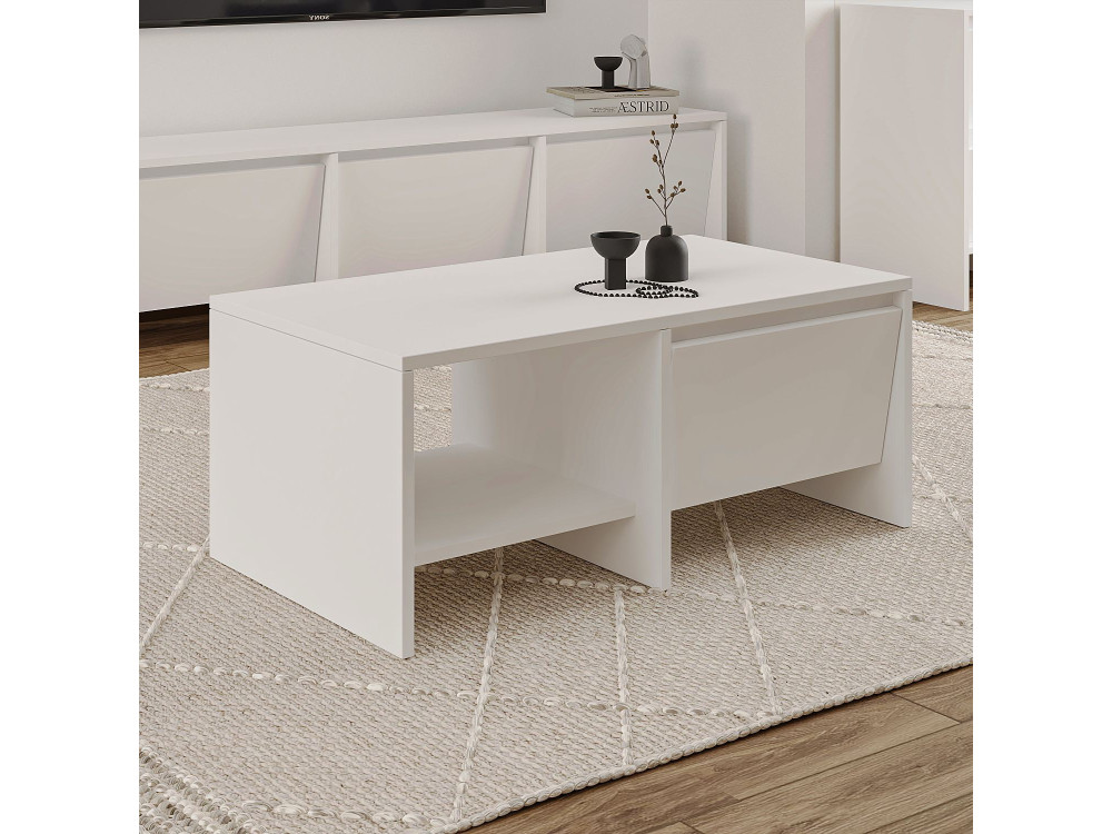 Table basse en bois "Laris" - 90 x 45 x 35 cm - Blanc