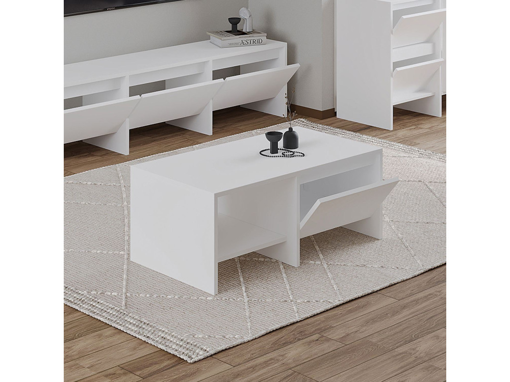 Table basse en bois "Laris" - 90 x 45 x 35 cm - Blanc