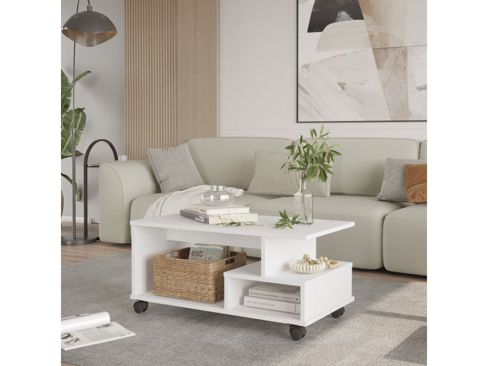 Table basse en bois "MIN9" - 90 x 51 x 42 cm - Blanc