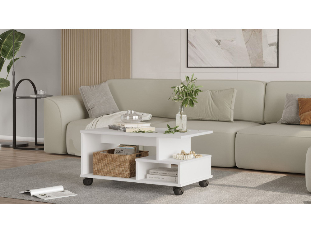 Table basse en bois "MIN9" - 90 x 51 x 42 cm - Blanc