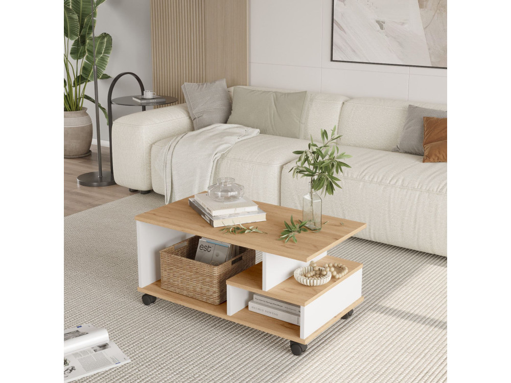 Table basse en bois "MIN9" - 90 x 51 x 42 cm - Blanc