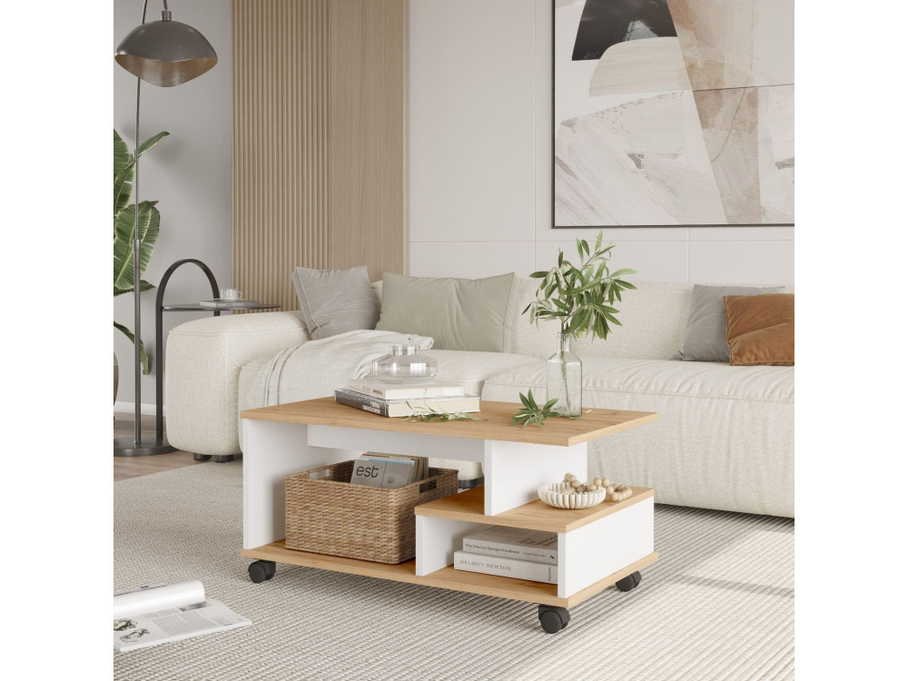 Table basse en bois "MIN9" - 90 x 51 x 42 cm - Blanc