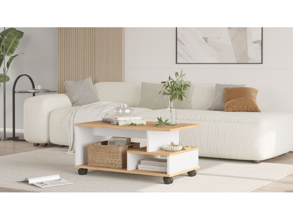 Table basse en bois "MIN9" - 90 x 51 x 42 cm - Blanc