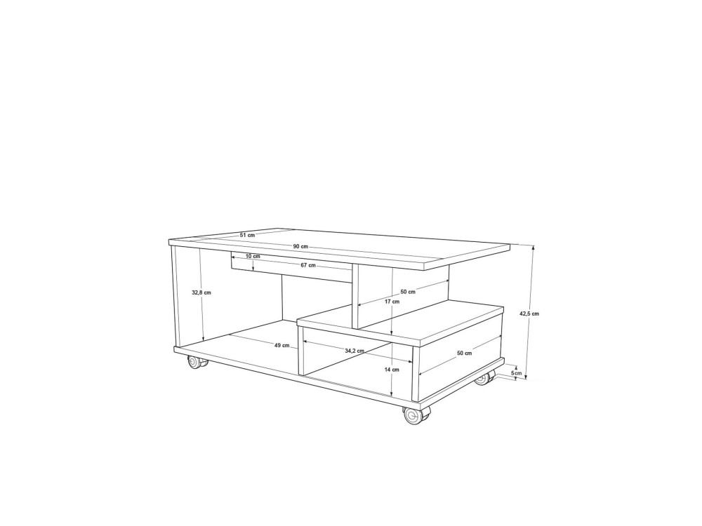 Table basse en bois "MIN9" - 90 x 51 x 42 cm - Blanc