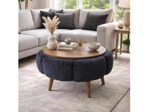 Table basse en bois "Papatya 60" - 60 x 60 x 44 cm - Gris anthracite
