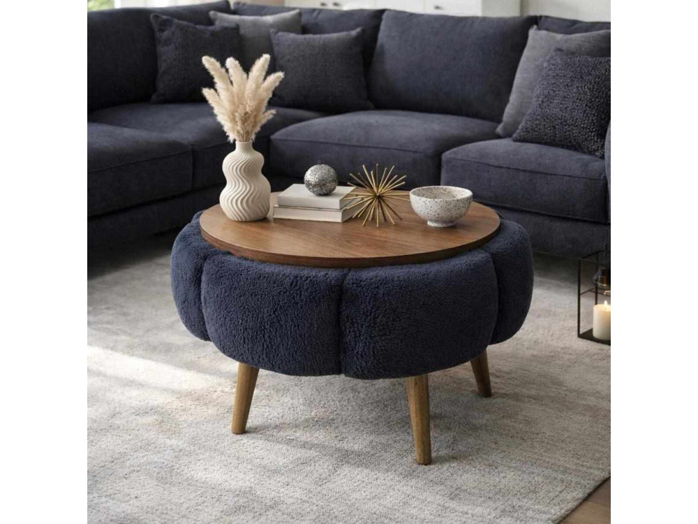 Table basse en bois "Papatya 60" - 60 x 60 x 44 cm - Gris anthracite