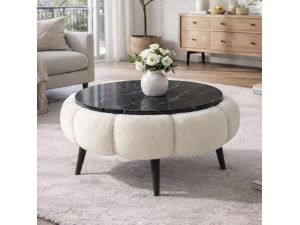 Table basse en bois "Papatya 60" - 60 x 60 x 44 cm - Blanc
