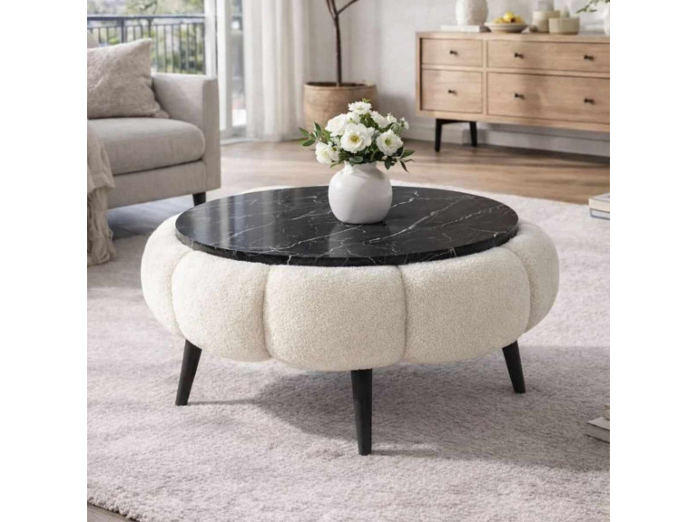 Table basse en bois "Papatya 60" - 60 x 60 x 44 cm - Blanc