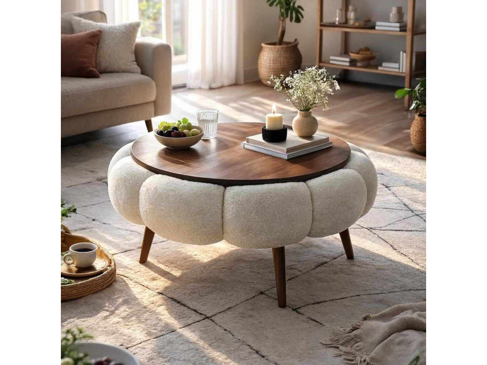 Table basse en bois "Papatya 60" - 60 x 60 x 44 cm - Blanc