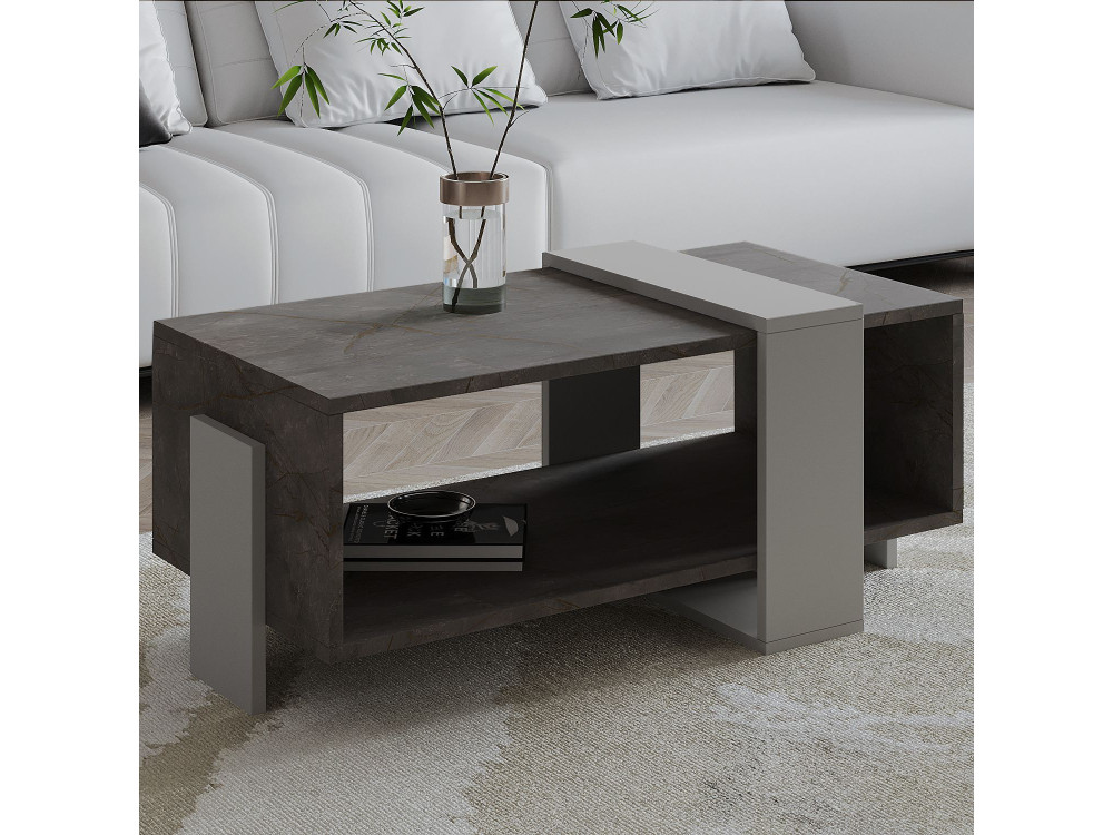 Table basse en bois "Meleni" - 90 x 49 x 40 cm - Gris