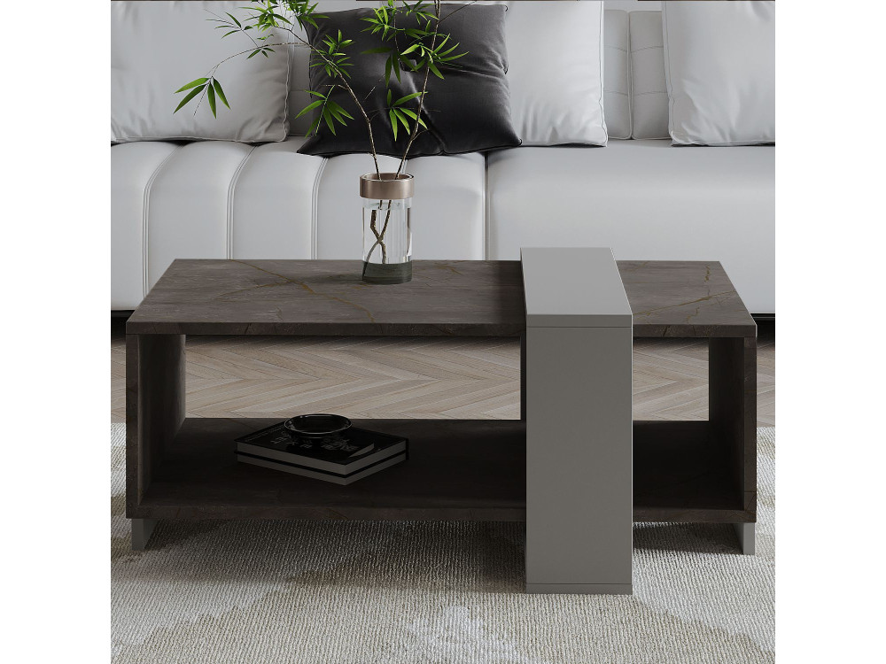 Table basse en bois "Meleni" - 90 x 49 x 40 cm - Gris