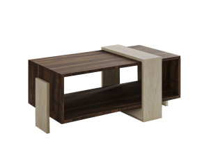 Table basse en bois "Meleni" - 90 x 49 x 40 cm - Travertin