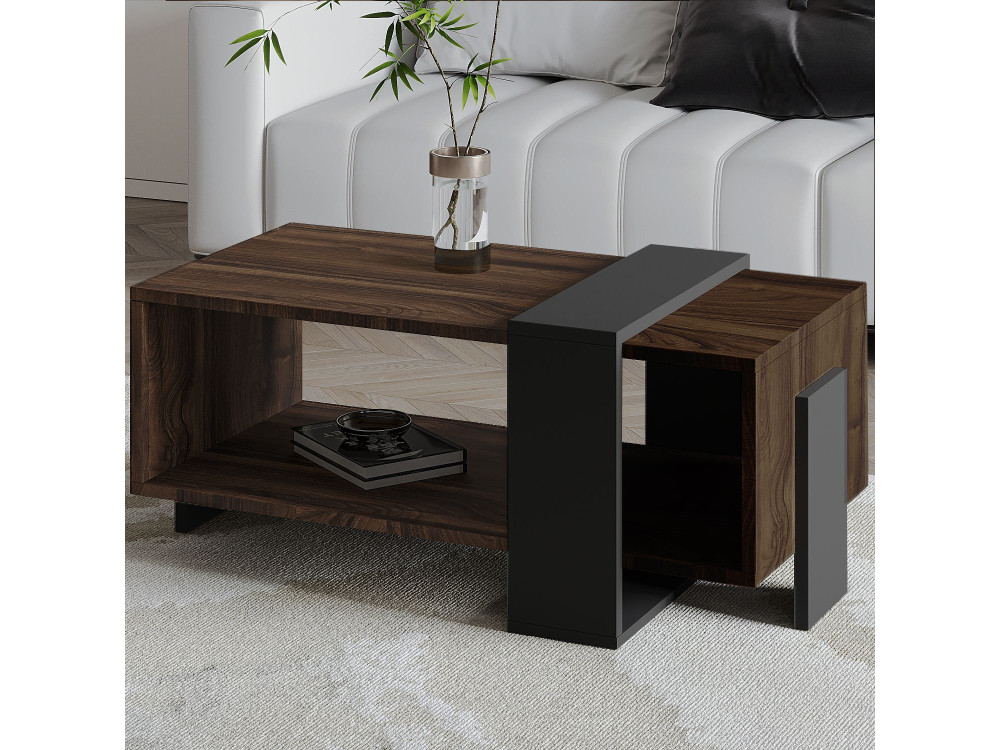 Table basse en bois "Meleni" - 90 x 49 x 40 cm - Marron
