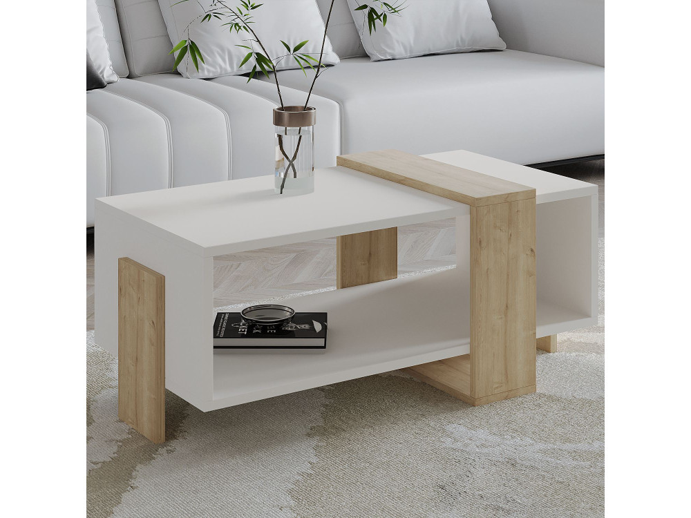 Table basse en bois "Meleni" - 90 x 49 x 40 cm - Blanc