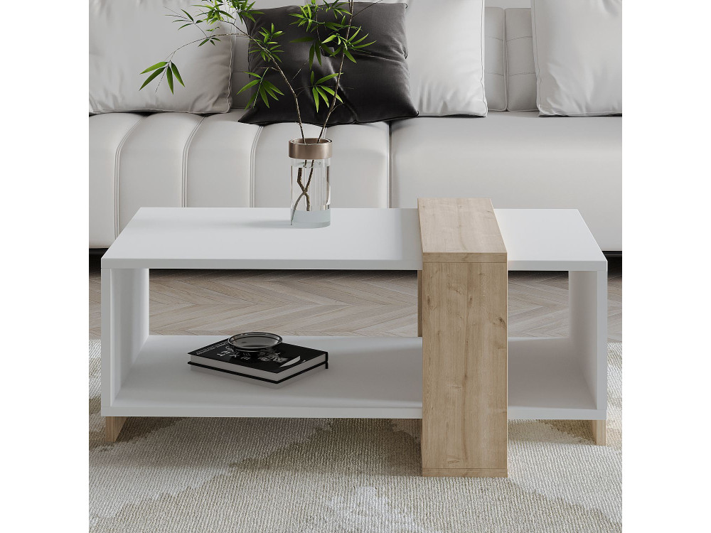 Table basse en bois "Meleni" - 90 x 49 x 40 cm - Blanc