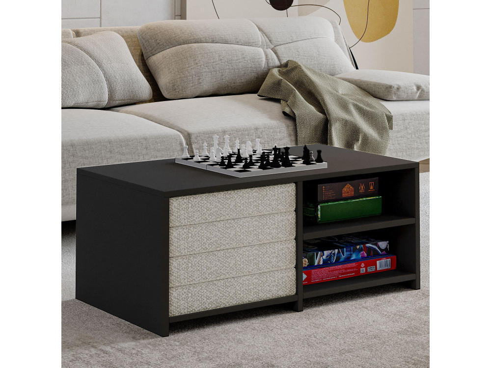 Set de table basse en bois "Gord" - 90 x 45 x 44.1 cm - Anthracite