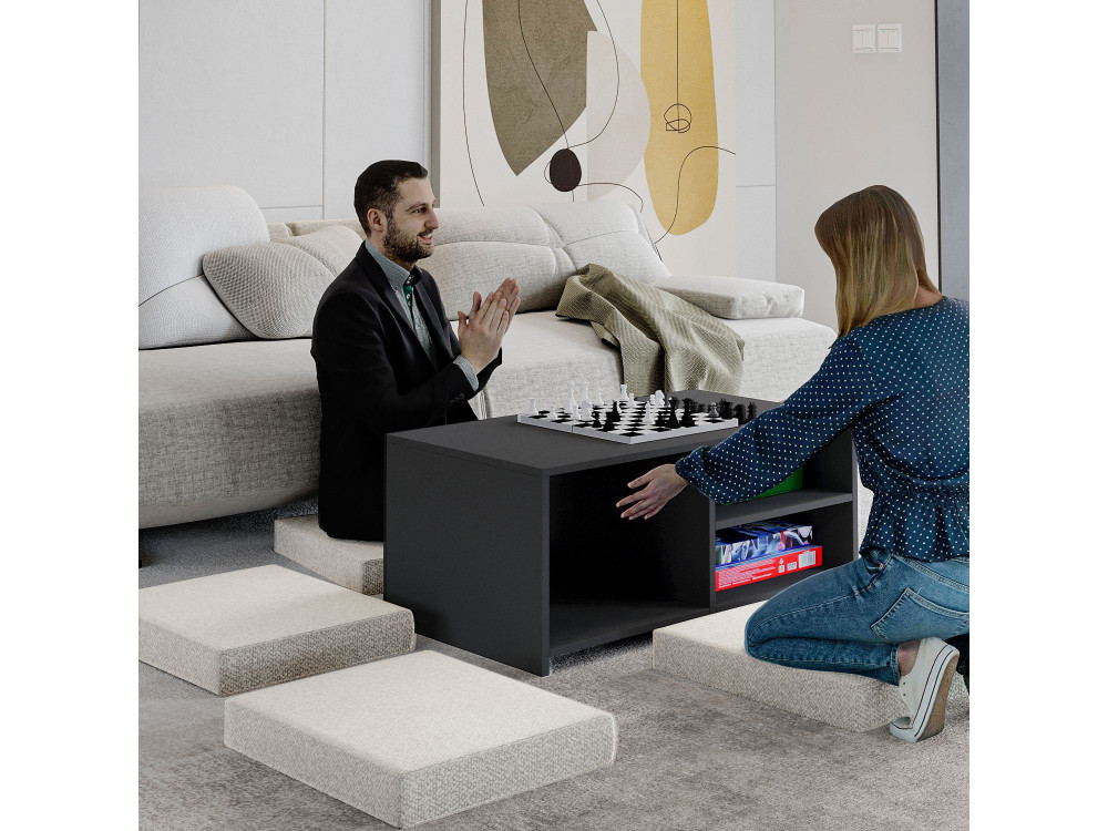 Set de table basse en bois "Gord" - 90 x 45 x 44.1 cm - Anthracite