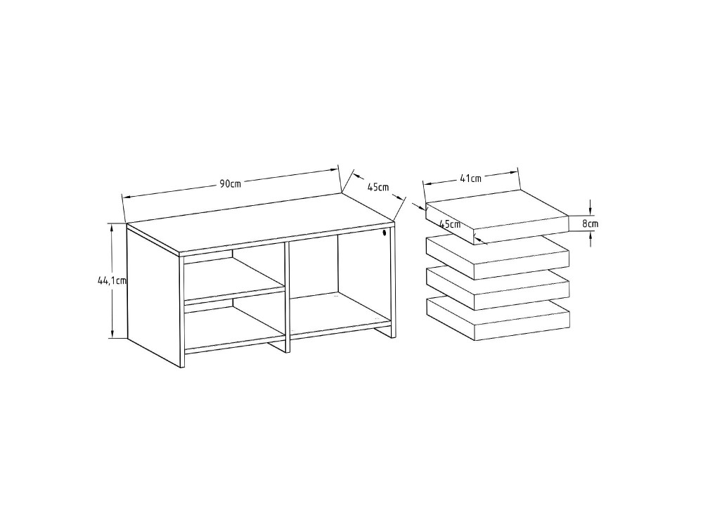 Table basse en bois "Gord" - 90 x 45 x 44 cm - Travertin