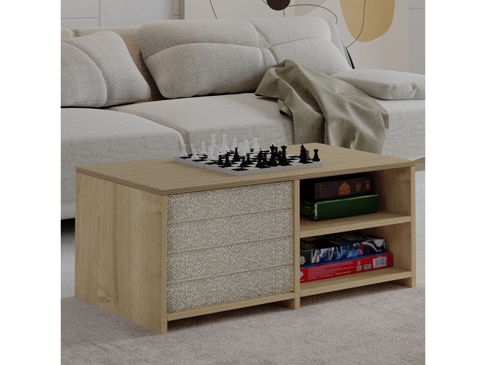 Table basse en bois "Gord" - 90 x 45 x 44 cm - Beige