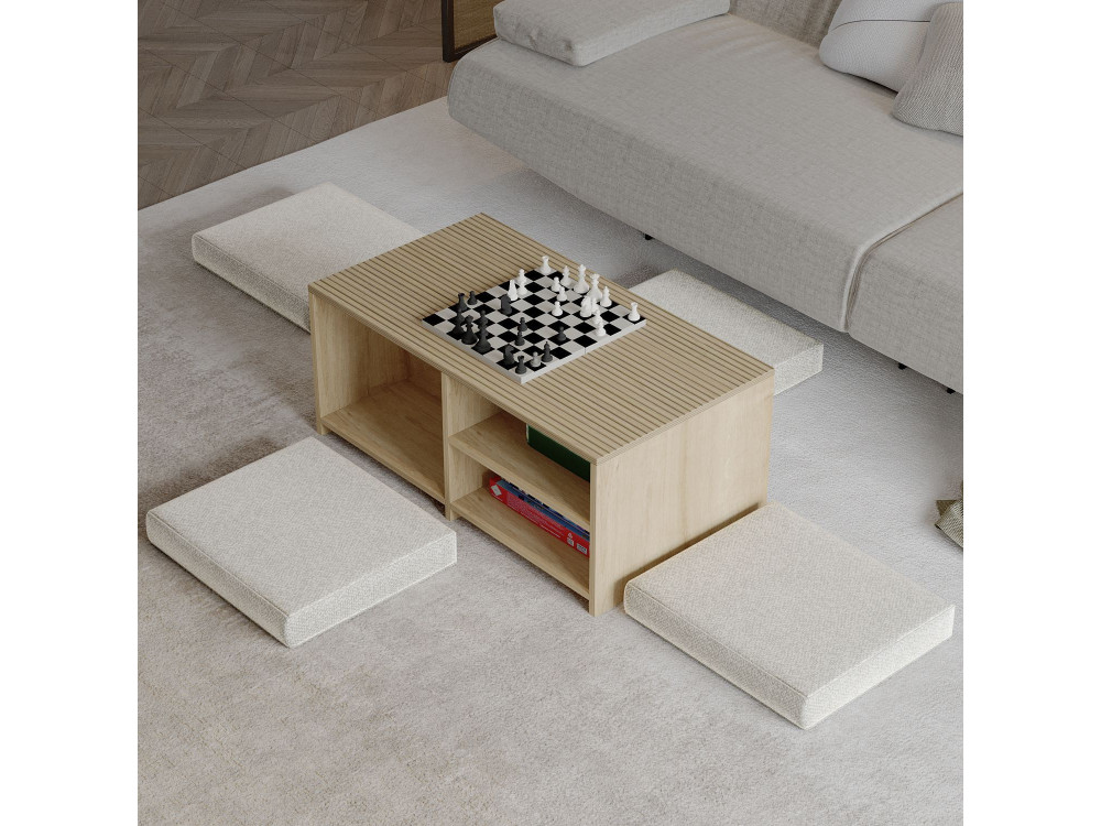 Table basse en bois "Gord" - 90 x 45 x 44 cm - Beige