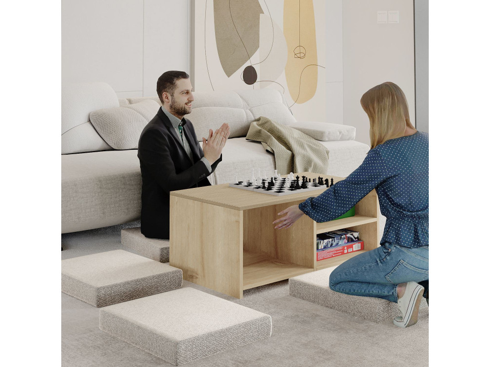 Table basse en bois "Gord" - 90 x 45 x 44 cm - Beige